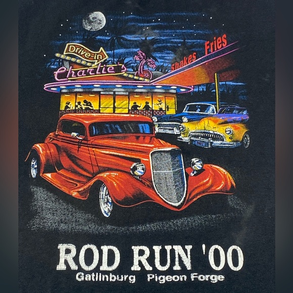 Vintage 2000 Y2K Rod Run Car T Shirt - Picture 2 of 9
